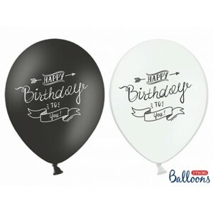 SB14P-258-000 Party Deco Balón - Happy Birthday to you - 3ks Černá