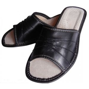 Dámské kožené pantofle - černé (D0002) 36