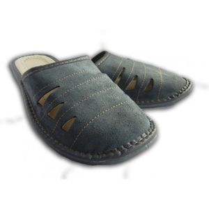 91 Pánské kožené pantofle - modré 41