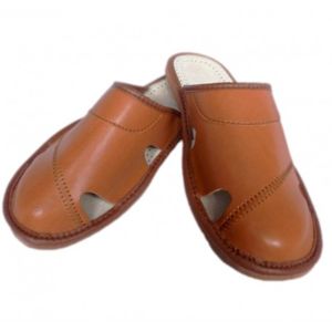 Pánské kožené pantofle - tmavohnědé (P0016) 45