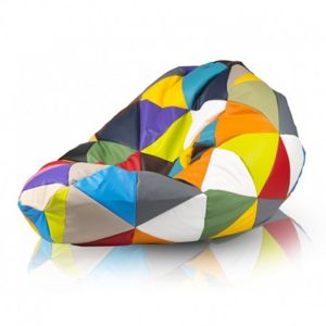 Ecopuf Sedací vak Ecopuf - SAKO barevný trojúhelníky Polyester