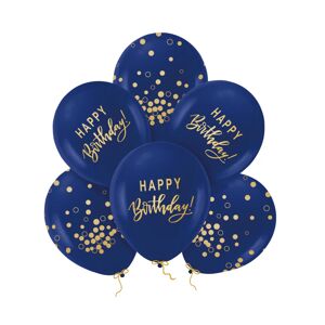 137000 PartyPal Set balónov Happy birthday - Dark Blue with Gold, 30cm 6ks