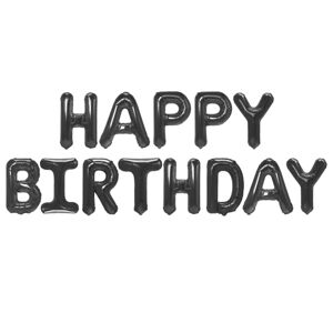 460453 Godan Set fóliových balonů - "Happy Birthday" - černý 13 ks