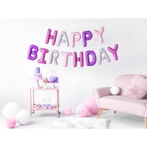 FB6P-000 Party Deco Set fóliových balónů Happy Birthday - Růžový Mix, 340x35cm