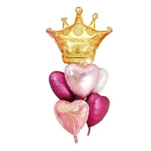 460404 GRABO Set fóliových balonů - King & Queen - 6ks Růžová