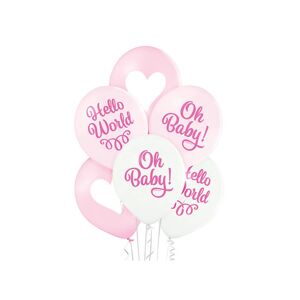 BRN-5000587 DR Set uvítacích balonů - Hello world, 30cm 6ks Růžová