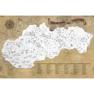 Stírací mapa Slovenska XL Stříbrná