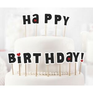 KPM8 Zápich na dort - Happy Birthday! - černý 